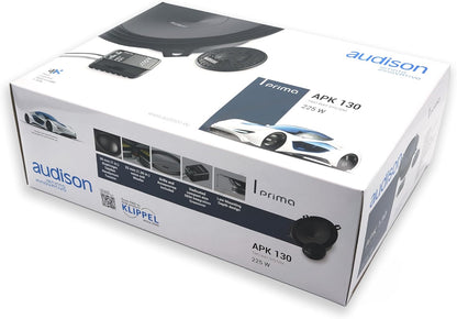 Audison APK 130 2-weg autoluidsprekersysteem, 225W piekvermogen, 5,25 inch componenten met crossover, 4 Ohm impedantie, frequentiebereik van 50 Hz tot 20 kHz, zwart