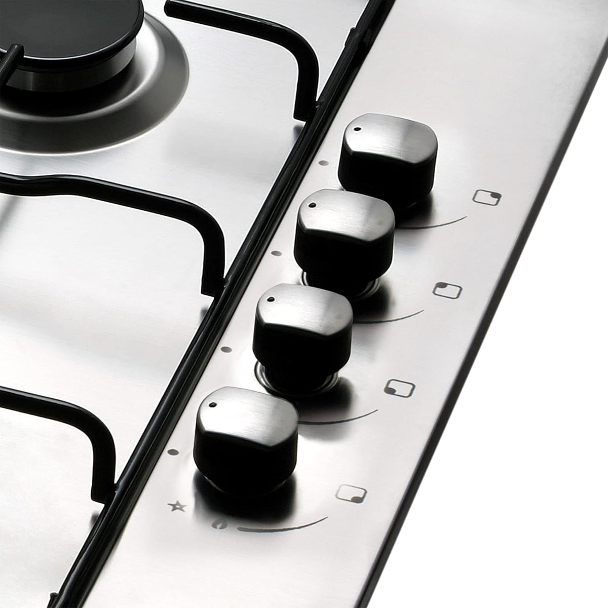 Gaskookplaat – Gasfornuis – Kookplaat – Gaspitten – 4 Branders – 58 cm Breedte – 7,5 kW Vermogen – Geëmailleerde Pannendragers – Elektrische Ontsteking – Inclusief Butaangas Injectiemondjes