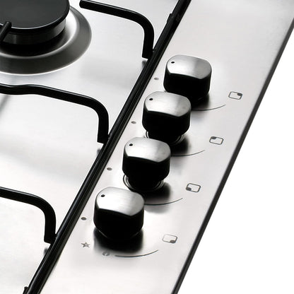 Gaskookplaat – Gasfornuis – Kookplaat – Gaspitten – 4 Branders – 58 cm Breedte – 7,5 kW Vermogen – Geëmailleerde Pannendragers – Elektrische Ontsteking – Inclusief Butaangas Injectiemondjes