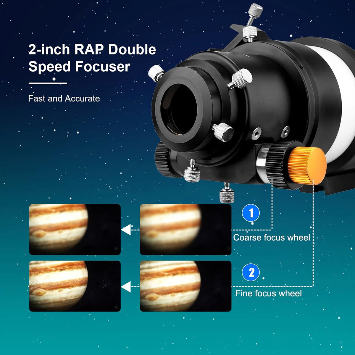 Svbony SV48P Telescoop Refractor OTA, 90mm F5,5 Telescopen voor Volwassenen, FMC Achromatische Lens, Dubbele Snelheidsfocuser, 360° Rotator, voor Visuele Observatie van Maanplaneten Astrofotografie