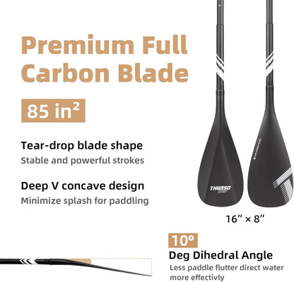 THURSO SURF Carbon Elite SUP Paddle Stand Up Paddle Board Paddle Paddleboard Paddle Kajak Paddle Convertible Full Carbon Fiber 3 Stuk Verstelbare 71 '' 87 '' Ultra Lichtgewicht Drijvende Pro Prestaties