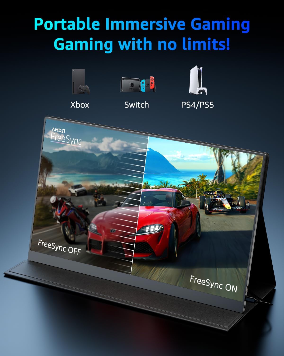 Yodoit 144Hz draagbare monitor, 16,1 inch 1920 × 1080P FHD-scherm met hoge verversingssnelheid, IPS-scherm met USB Type C-poort en ingebouwde luidsprekers, met Smart Cover, compatibel met pc, laptop