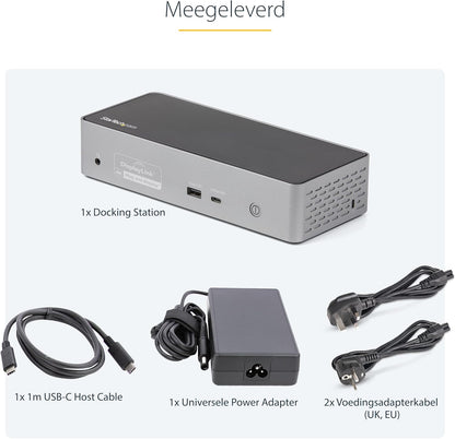 StarTech.com USB-C Dock, 4K 60Hz Quad Monitor DisplayPort & HDMI, Universeel USB Type-C Docking Station met 100W Power Delivery, USB Hub met 1x USB Type-C & 3x USB-A, Ethernet, Audio