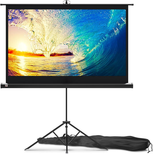 PropVue Projectiescherm met standaard, 60 inch (ca. 152 cm) projectiescherm voor binnen en buiten, voor film- of kantoorpresentatie, 16:9 HD-premium kreukvrij statiefscherm