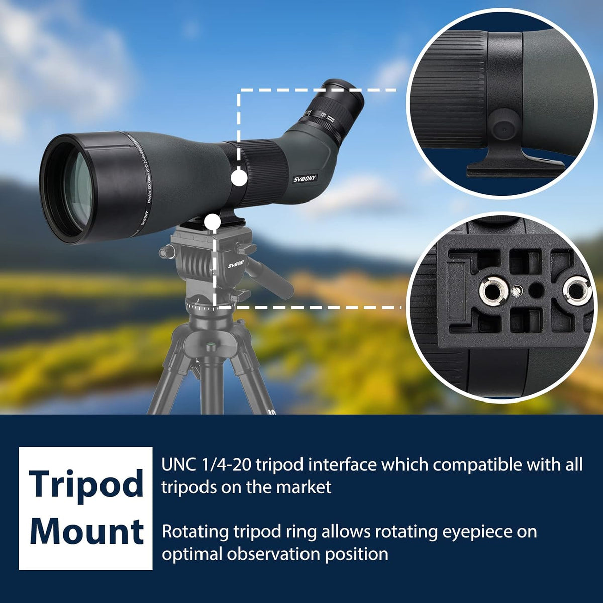 Svbony SA401 APO Spotting Scope 20-60x85, Double ED Glass Spotting Scopes Precise Focus, Waterdichte Mistbestendige Hoekige Telescoop Monoculair