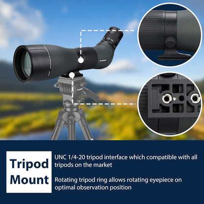 Svbony SA401 APO Spotting Scope 20-60x85, Double ED Glass Spotting Scopes Precise Focus, Waterdichte Mistbestendige Hoekige Telescoop Monoculair