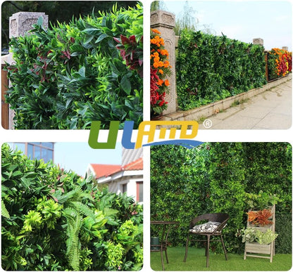 ULAND Kunstplant wandpanelen, 1 stuk van 1 m x 1 m kunstgroen, klimop Hedegs achtergrond, verticale tuin privacy hek scherm (B051JM)