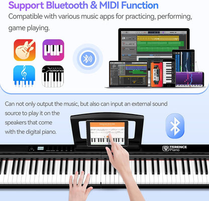 Digitale Piano 88 Toetsen – Keyboardpiano, Elektrisch Keyboard, Elektrische Piano, Opvouwbare Piano – 2 X 25 W Luidsprekers – Bluetooth En MIDI