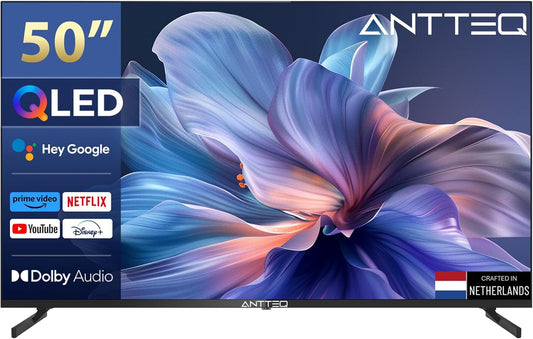 Antteq Koalas Series Q50 Smart TV 4K HDR QLED Android TV 127 cm (50 inch) met App Store (10.000+ apps), Bluetooth 5.0, spraakassistent, WLAN 2,4 GHz/5 GHz