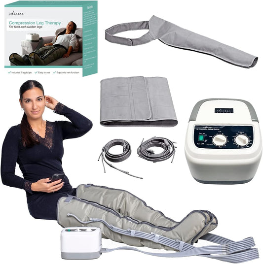 Edicare, Pressotherapie voor thuis, voor vermoeide benen en voeten, 6 ventielen, bevordert een betere doorbloeding, lymfedrainage, eenvoudig in gebruik, professioneel effect (apparaat, benen, arm)