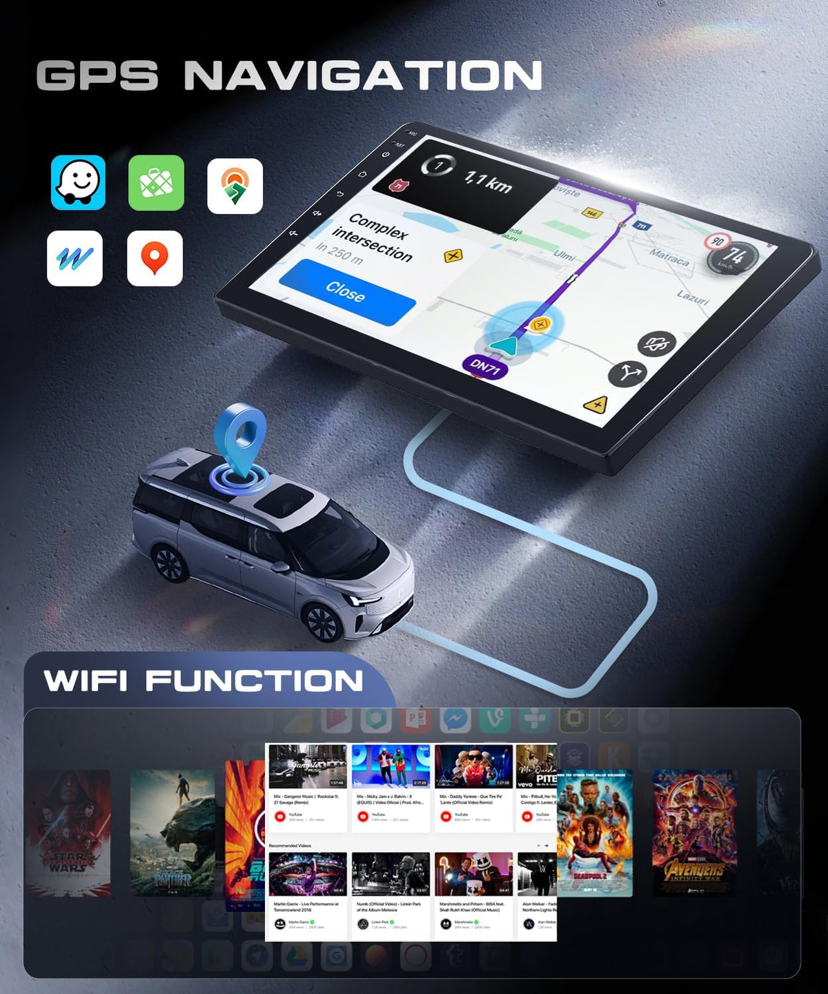 Android Autoradio – 4G+64G Multimedia Systeem – Auto Stereo – Navigatie Unit – Inbouw Radio – 10,1 Inch HD Aanraakscherm – Draadloze CarPlay & Android Auto