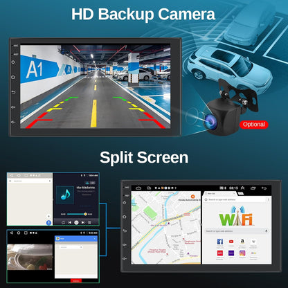 [2+32G] Podofo 2Din 7 Inch Autoradio Android 13 Scherm met Draadloos Apple Carplay/Android Auto Touchscreen met GPS/Bluetooth/SWC/FM/RDS/WiFi/USB Radio-ontvanger Ondersteuning Achteruitrijcamera