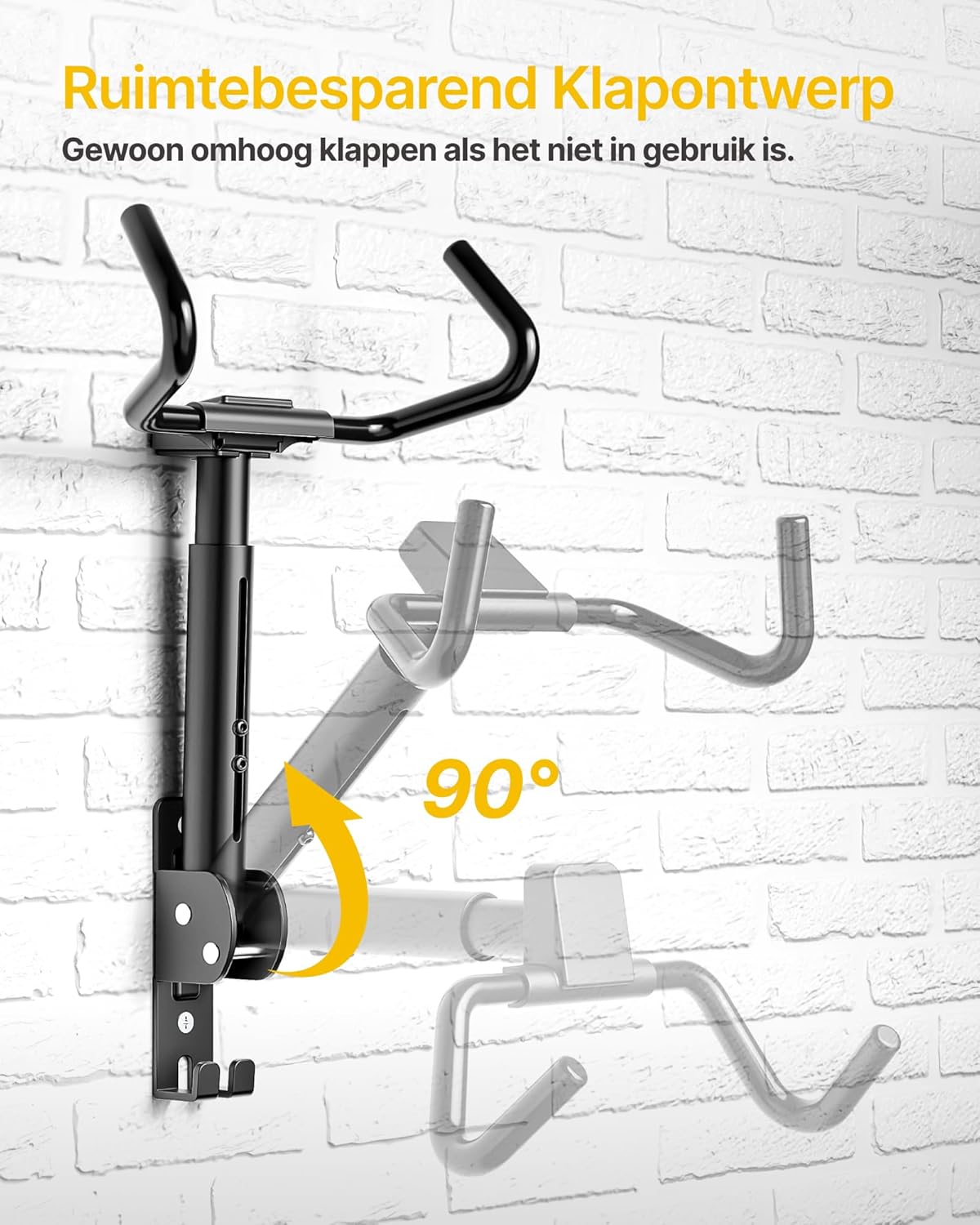 monTEK Fietswandhouder, inklapbare racefietswandhouder, 30 kg draagvermogen, fietshouder muur voor garage, 4 stuks