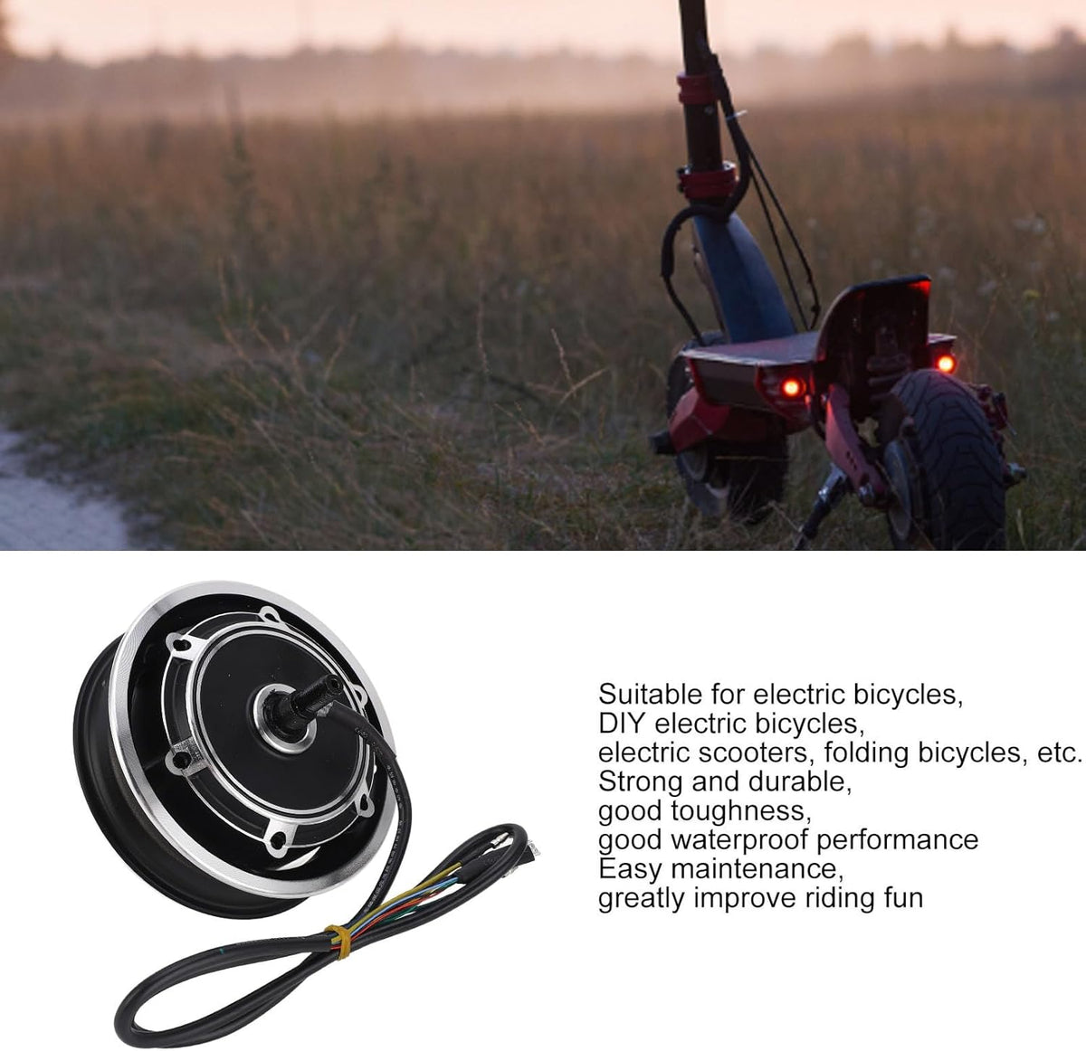 Zerodis Elektrische scootermotor van 48 V, 1000 W, met wielnaaf van aluminiumlegering, stille loop voor meer rijplezier, geschikt voor doe-het-zelf elektrische fietsen