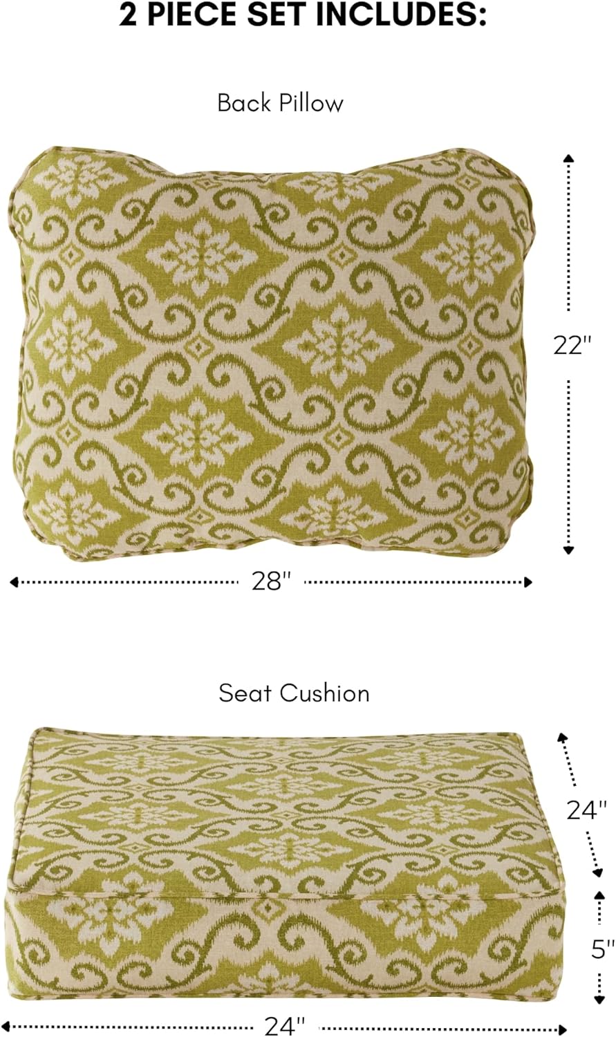 Greendale Home Fashions 2-delige outdoor diep zitkussen set, avocado