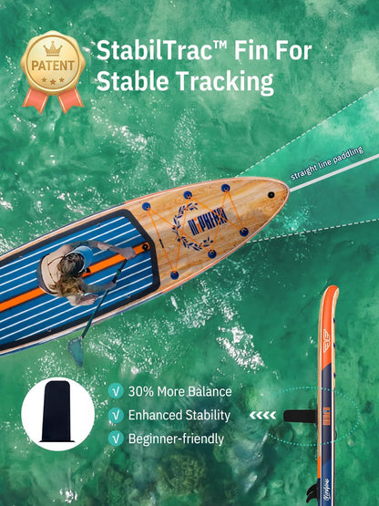 Niphean Opblaasbaar paddleboard (extra groot), SUP voor 2+1 personen/familie, stand-up paddleboard met (Beginner-vriendelijk) evenwichtige vleugel, waterdicht telefoonzakje, paddleboard voor