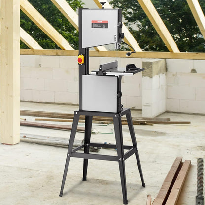 VEVOR Benchtop Band Saw 10 Inch Dual-Speed (560 & 1100 RPM) 370W 1/2HP Motor Including Metal Stand, Work Light, Fence and Mitre Gauge for Wood, Aluminium, Plastic Crafts