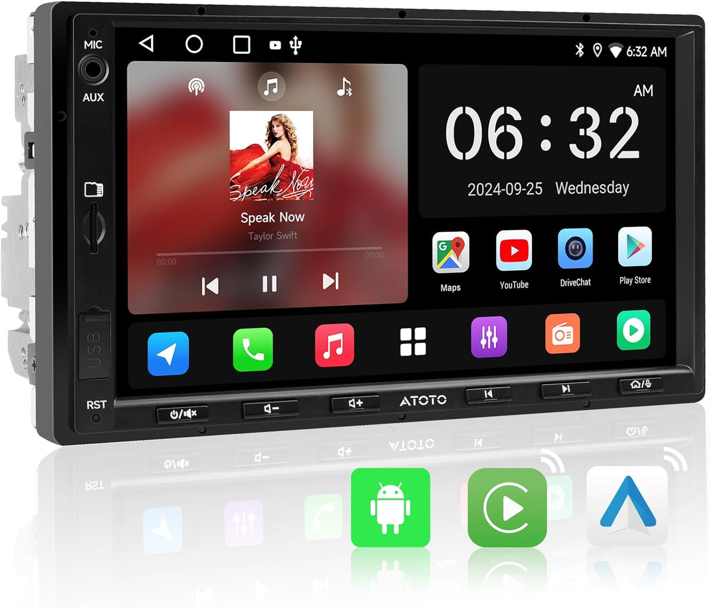 Android Autoradio – 2 Din Autoradio – Car Multimedia Systeem – Auto Entertainment – Digitale Mediaspeler – 7 Inch HD Scherm – Draadloos CarPlay & Android Auto