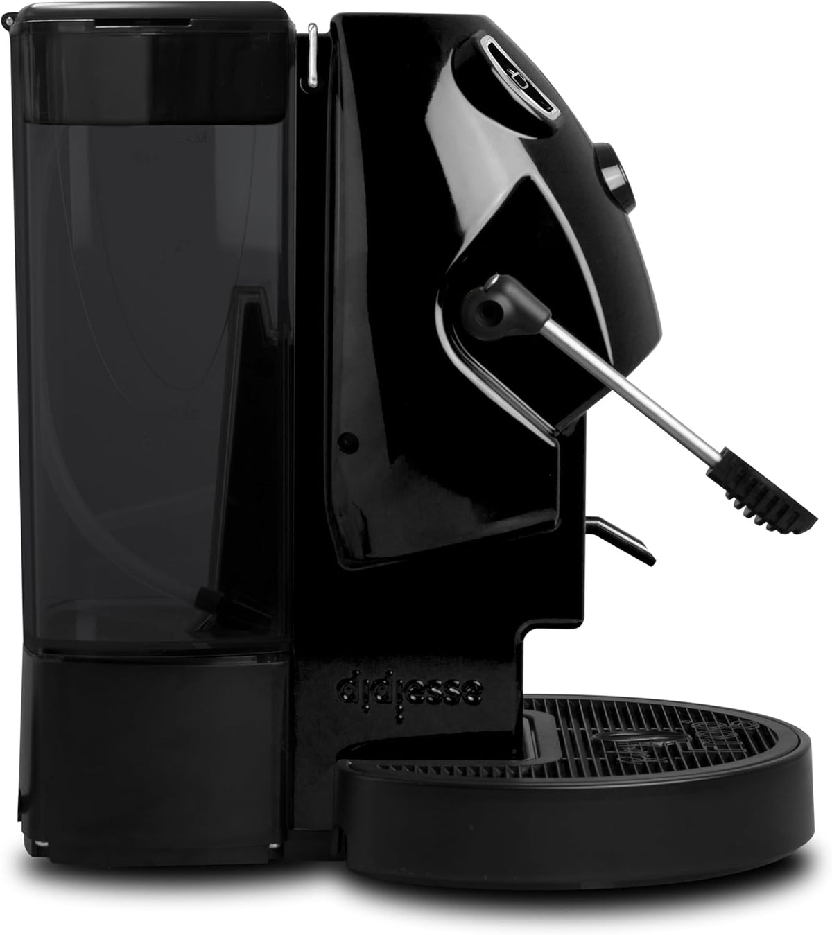 Didiesse Baby Frog Coffee & Tea Koffiezetapparaat voor pads, met melkopschuimer en dubbele padhouder voor koffie en thee, laag verbruik 450 W, warmwaterdispenser (zwart)
