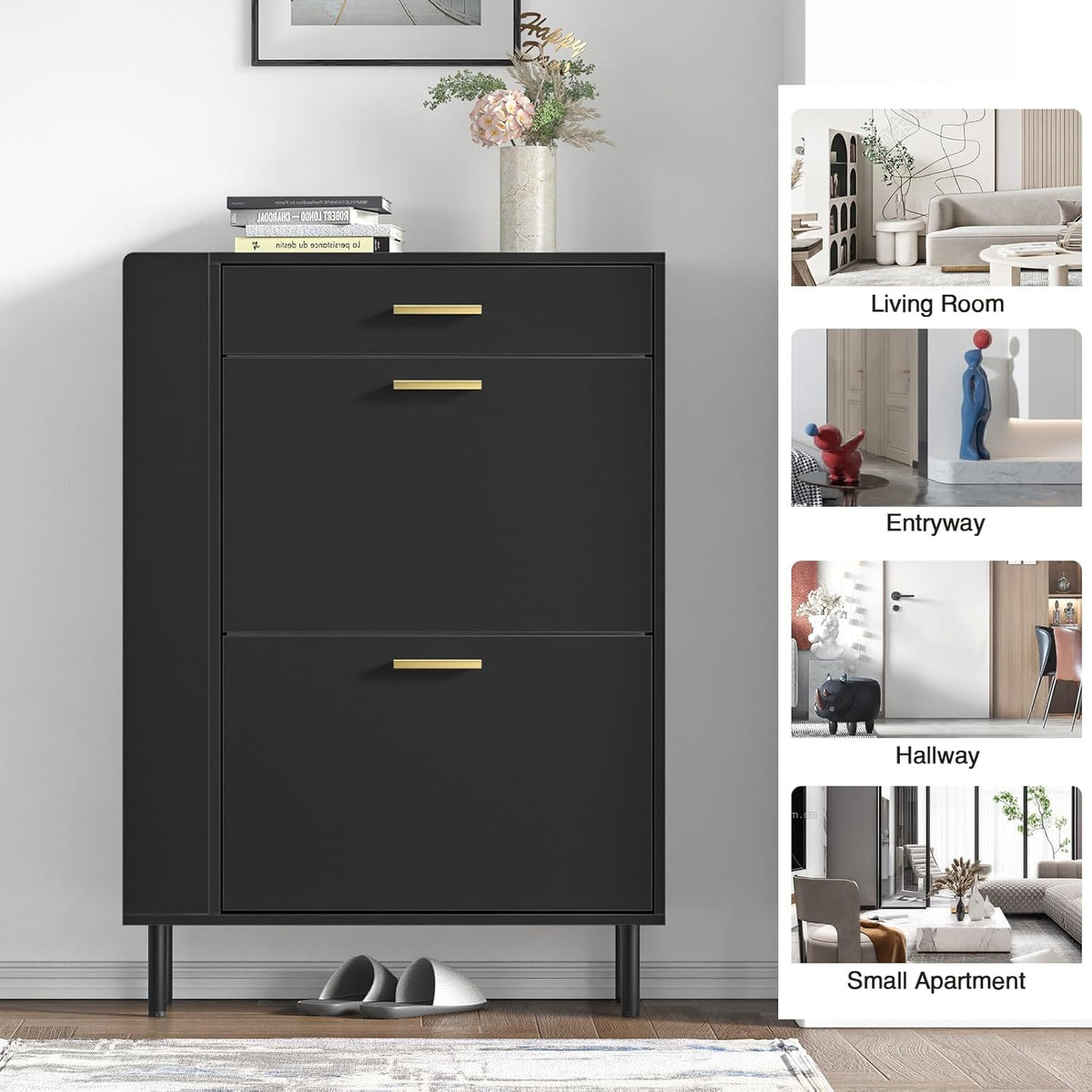 Schoenenkast – Schoenrek – Schoen opberger – Schoenenhouder – Schoenmeubel – Met Verstelbare Vakverdelers – Ruimtebesparend Ontwerp 75x24x105 cm – Rustiek Wit