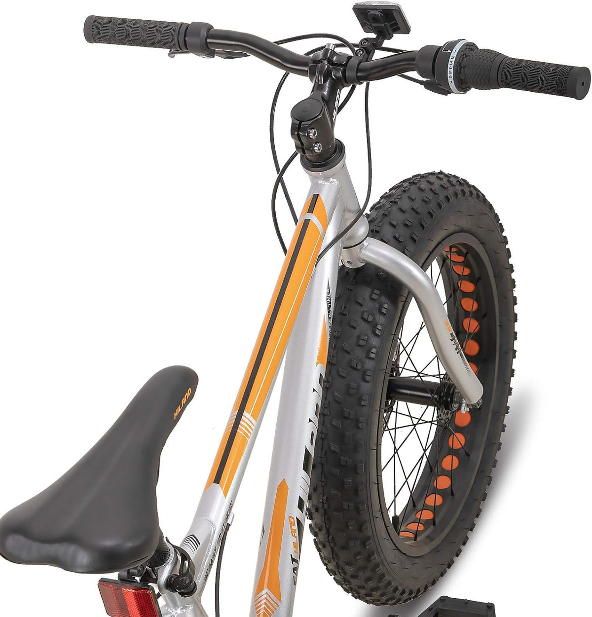 HILAND 20 inch kindermountainbike, 7 versnellingen, Fat Tires mountainbike, dubbele schijfremmen, kinderfiets voor jongens en meisjes, zilver