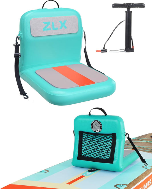 ZLX Paddle Board zitting met rugleuning, draagbare kajakzitting, universele opblaasbare zitting voor outdoor, vissen, kajakken en kamperen