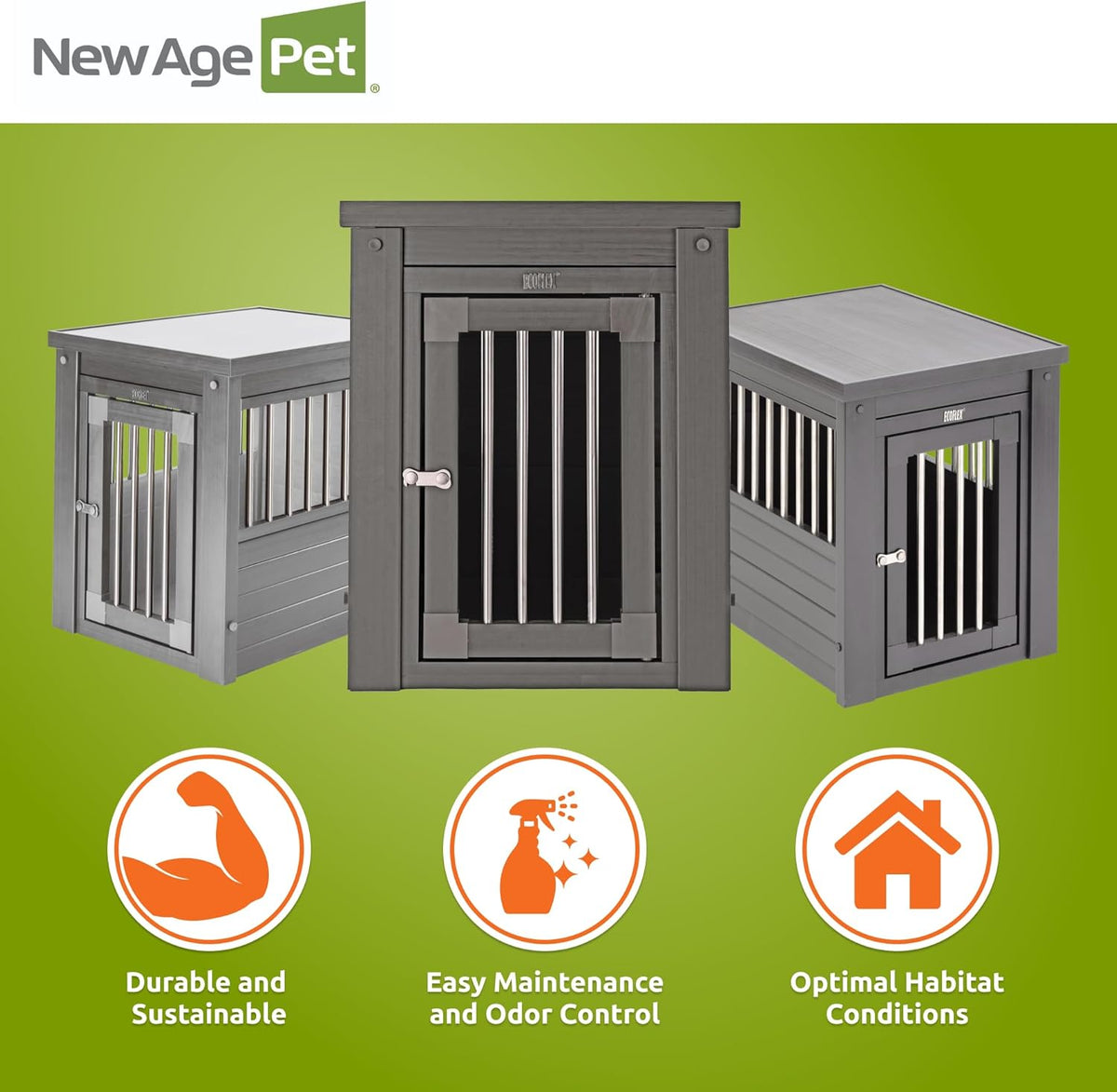New Age Pet ecoFLEX Huisdierenkrat/bijzettafel, klein, grijs