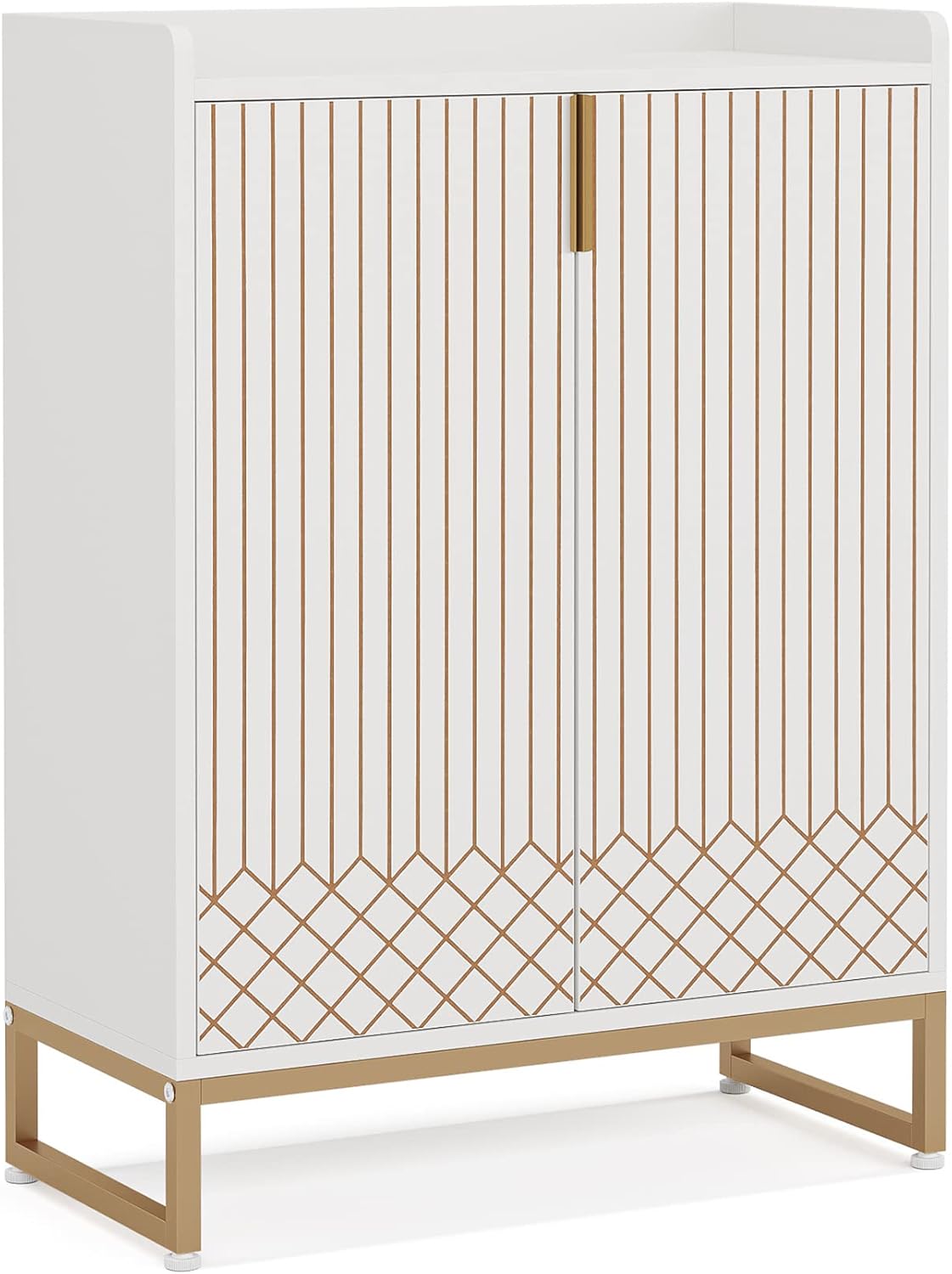 Tribesigns Shoe Cabinet with 2 Doors, 75 x 35 x 105cm, 5 Layers Shoe Storage Cabinet, 25 Pairs Wooden Shoe Cabinets, Modern Shoe Organizer Storage for Living Room, Bedroom, Hallway, Closet, White