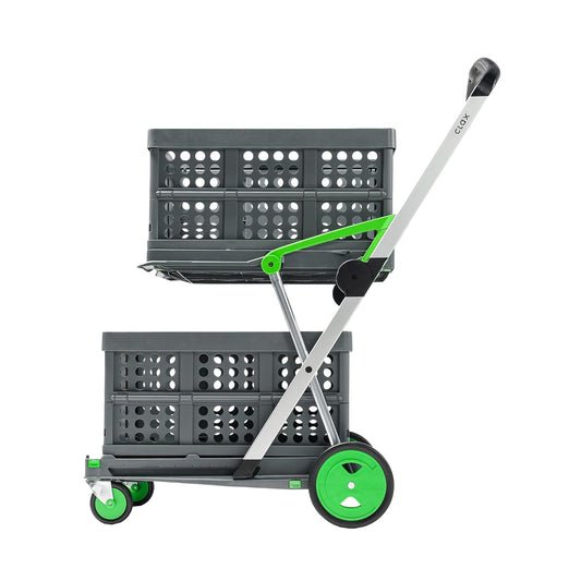 Transportwagen – Handwagen – Transportkar – Trolley – Boodschappenwagen – Inklapbaar – Met 2 Vouwdozen – Aluminium Frame – Massieve Rubberen Wielen
