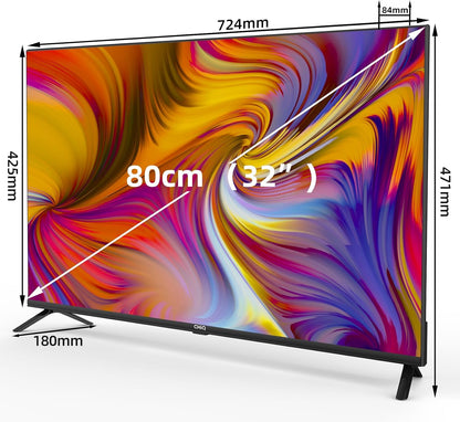 CHIQ L32H7G 32 inch Smart TV HD LED frameloos design HDR Google TV Google Assistant, Google Play Chromecast geïntegreerde Dolby Audio, WiFi Bluetooth HDMI USB2.0 CI+ 2023