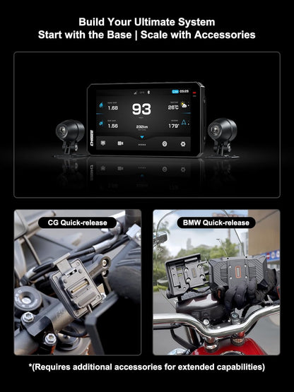 Motorfiets navigatiescherm – GPS navigatiesysteem – Navigatiescherm voor motor – CarPlay en Android Auto scherm – Motornavigatie – 6 inch 16:9 scherm – IPX9 waterdicht