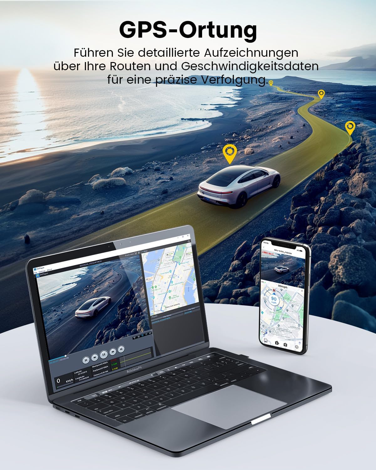 Dashcam Auto Voor En Achter – Autocamera – Dubbele Dashcam – Voor- En Achtercamera – Camera Auto – 4K Voorcamera & 1080p Achtercamera – 5,8 GHz WiFi, GPS & 3,18 Inch Touchscreen