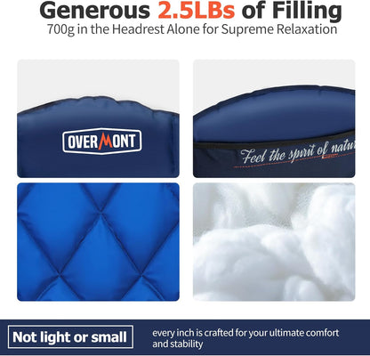 OVERMONT Extra grote inklapbare campingstoel, campingsofa, belastbaar tot 204 kg, opvouwbare campingstoel, gevoerd met bekerhouder, koeltas, hoge rugleuning, voor outdoor, indoor, camping, tuin, blauw