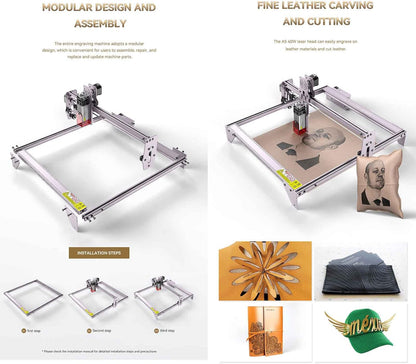 A5 Pro lasergraveermachine 40W, graveermachine, compressed spot, CNC-houtfrees, carving DIY graveermachine, zeer nauwkeurige snede voor hout metaal, 455 ± 5 nm, werkbereik 410 mm x 400 mm