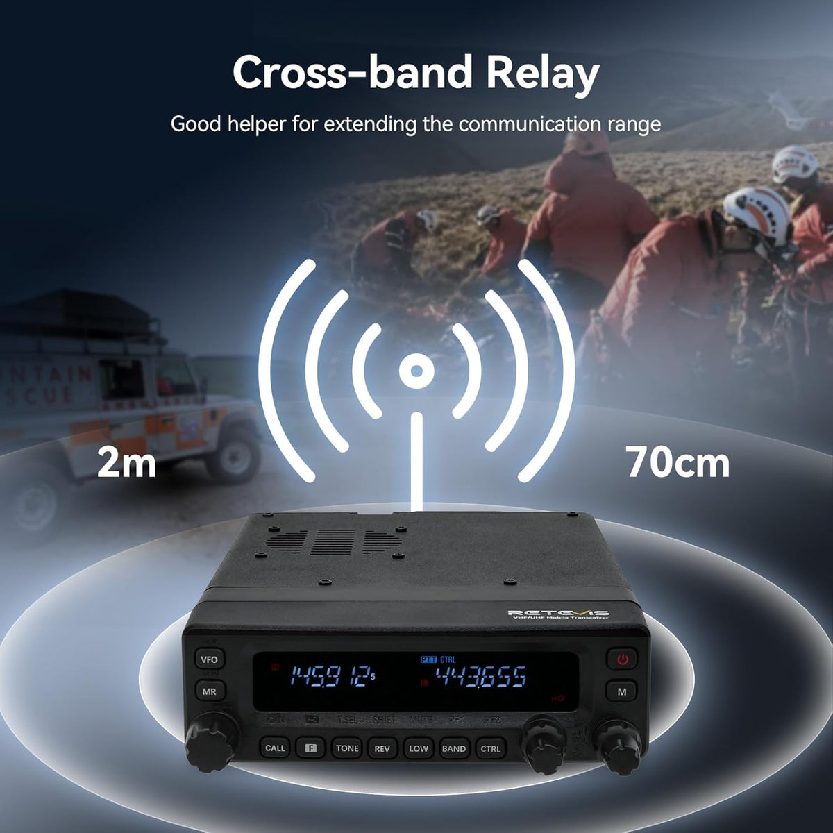 Retevis MA1 Ham Radio met Antenne, Verwijderbaar Bedieningspaneel Mobiele Transceiver, Cross-band Repeater, Groot Bereik, 2m/70cm/FM/AM, VFO, Amateur Radio voor Noodhulp, Home Base (1Pcs)