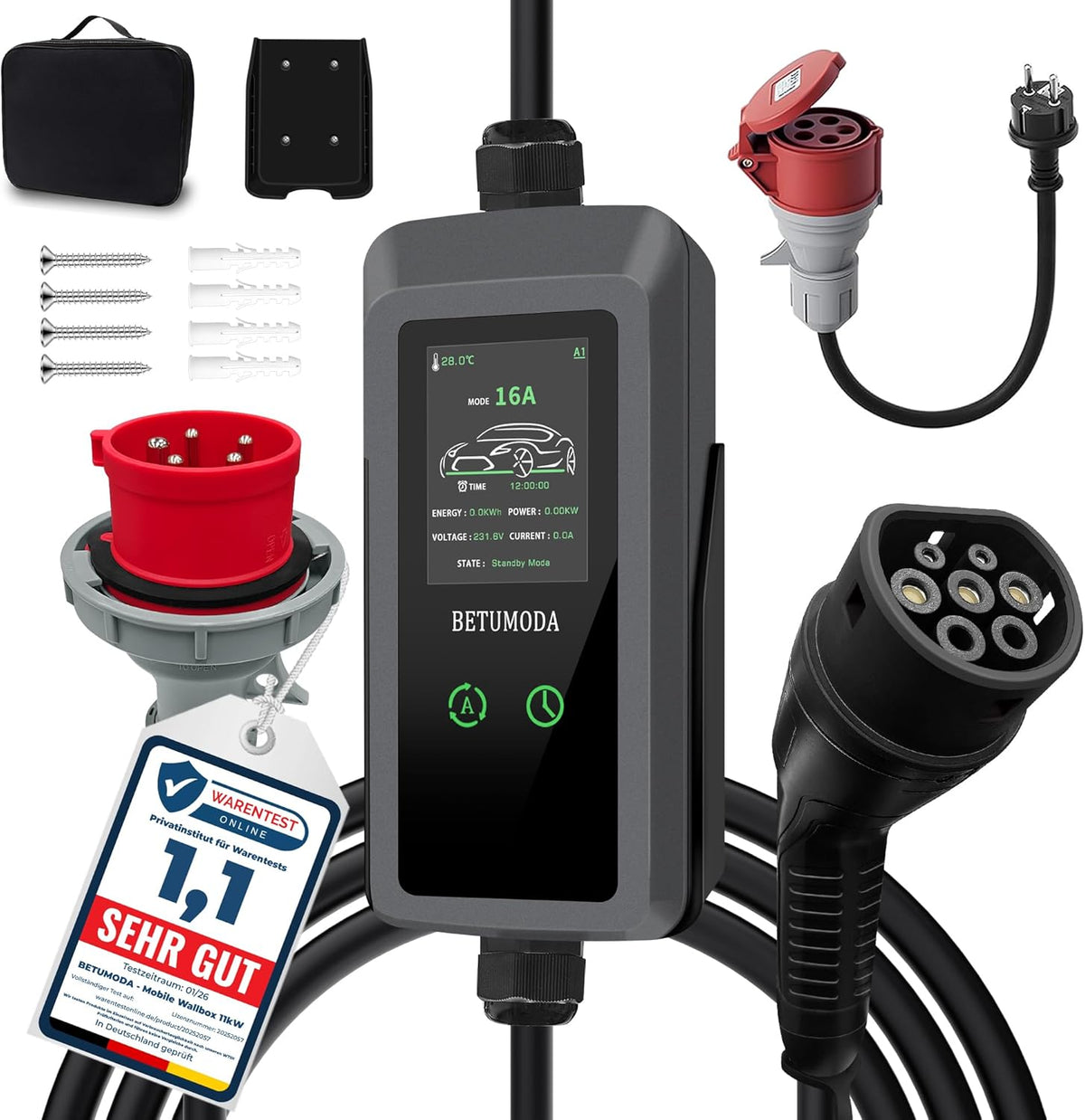Type 2 Oplaadkabel – EV Laadkabel – Elektrische Auto Kabel – Laadsnoer – Mobiele Laadkabel – Instelbaar Laadvermogen Tot 11 kW – Veilig & Flexibel