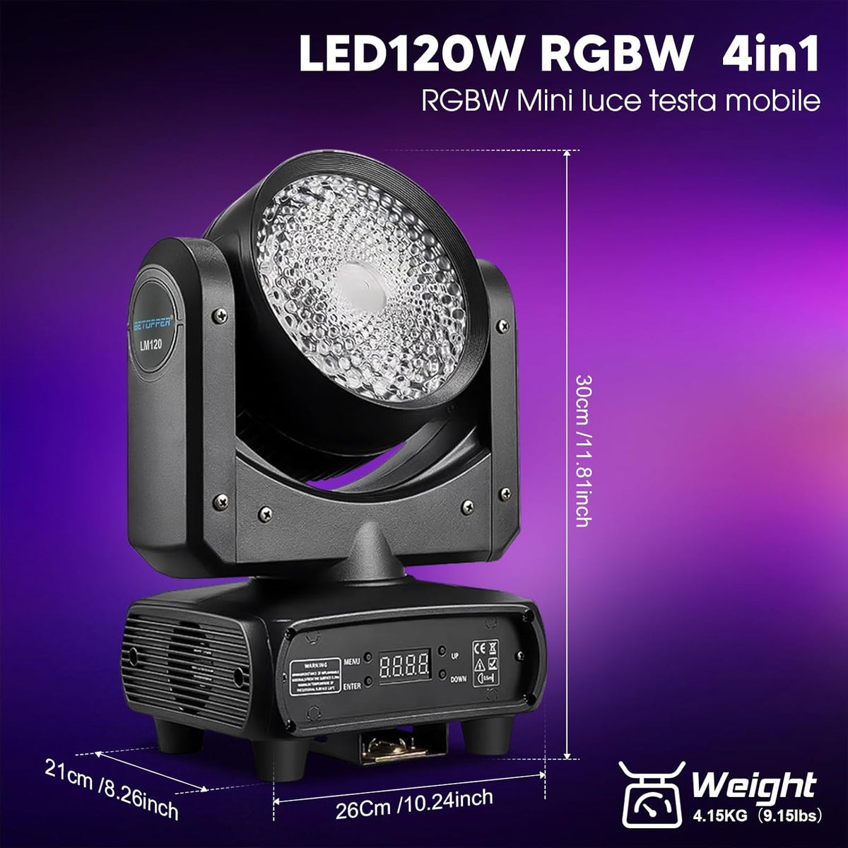 Betopper 120W RGBW LED Moving Head Light Full Color Beam Disco Licht, Pak voor Nachtclub Party Bruiloft (LM120-EU)