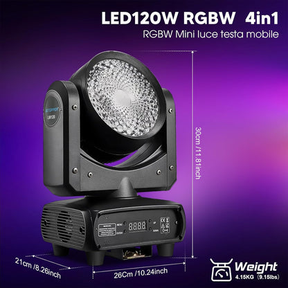 Betopper 120W RGBW LED Moving Head Light Full Color Beam Disco Licht, Pak voor Nachtclub Party Bruiloft (LM120-EU)