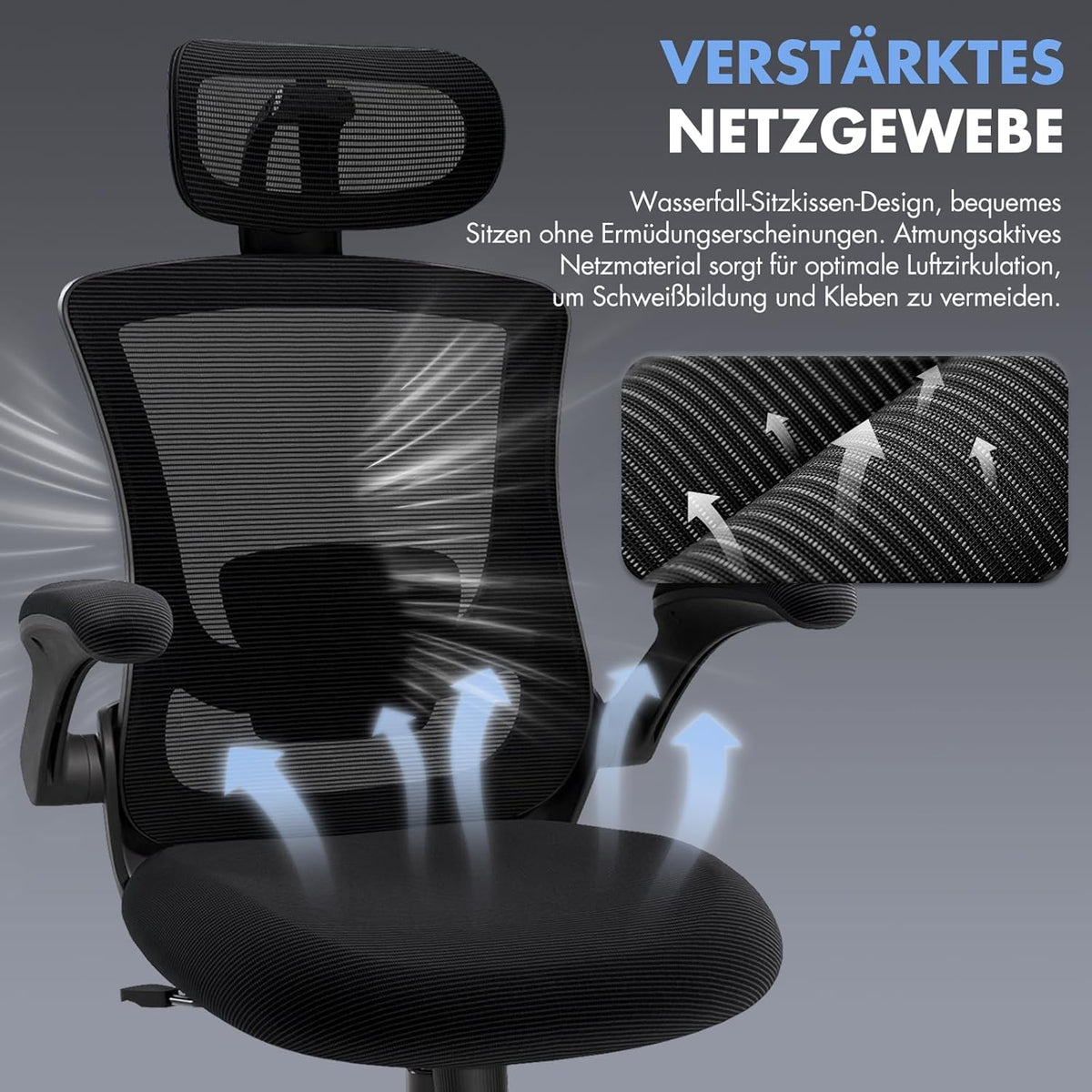 Ergonomische Bureaustoel – Office Chair – Werkstoel – Computerstoel – Desk Chair – Verstelbare Hoofdsteun en Lendensteun – Ademend Mesh Met 140 Graden Kantelfunctie