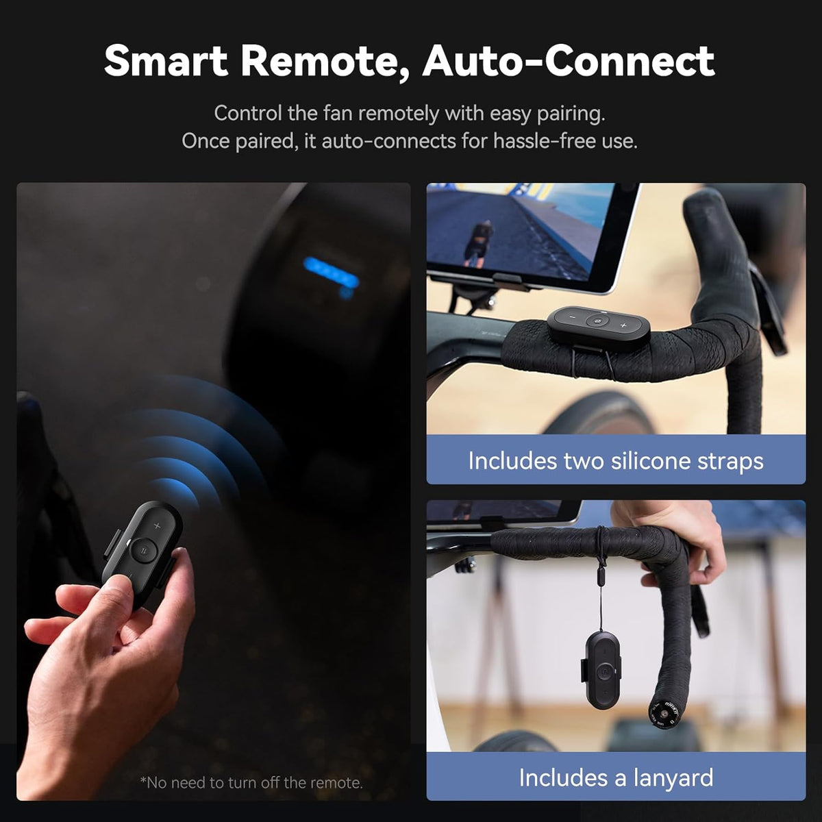 CYCPLUS Slimme indoor fietsventilator, BLDC motoraandrijving, 5 snelheidsmodi met afstandsbediening en app-bediening, geluidsarme Bluetooth/ANT+-ventilator voor indoor fietstrainers, stationaire