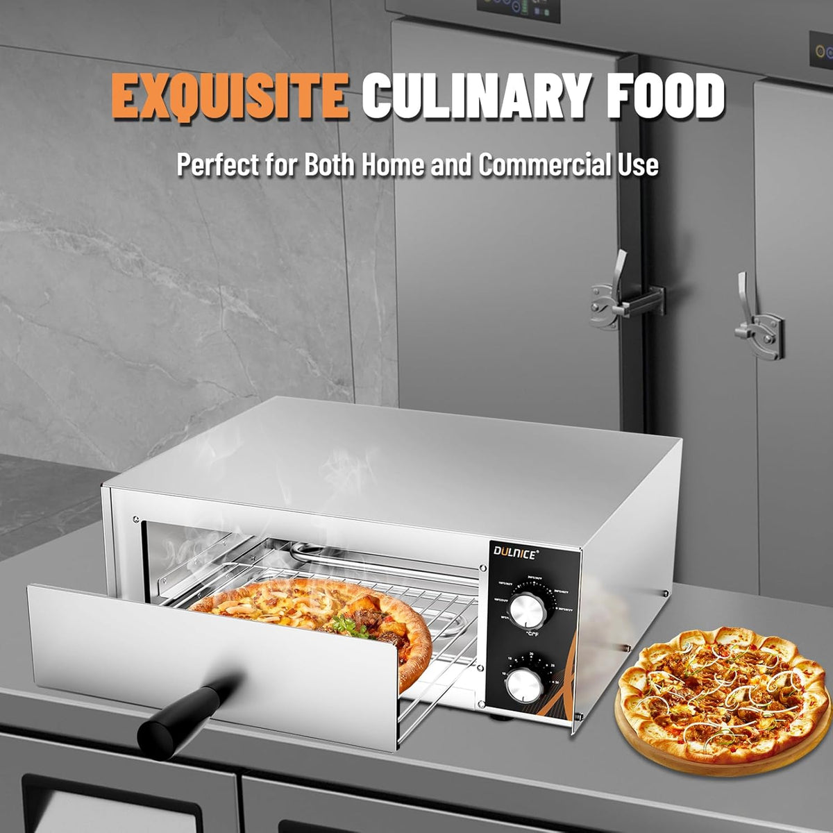 Elektrische pizzaoven, 1500 W, 12 inch, roestvrij staal, met timer van 30 minuten, temperatuurregeling 50-300 °C, voor bakken in restaurant, thuis, pizzaoven