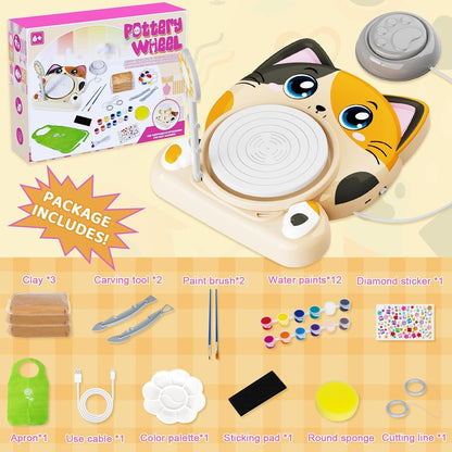 Insnug Aardewerk wiel voor kinderen - Aardewerk kunst en ambachten voor kinderen van 8-12 jaar met 3-pack schilderset luchtdroge klei kunstbenodigdheden speelgoed voor meisjes jongen kerstcadeau voor