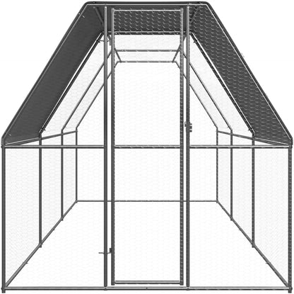Tidyard Outdoor Chicken Coop, Aviary, Galvanized Steel 2 x 6 x 2 m, Outdoor Chicken Cage, Garden Chicken Coop, Metal Chicken Coop Chicken Coop, Chicken Coop, Large Chicken Coop - QUORE