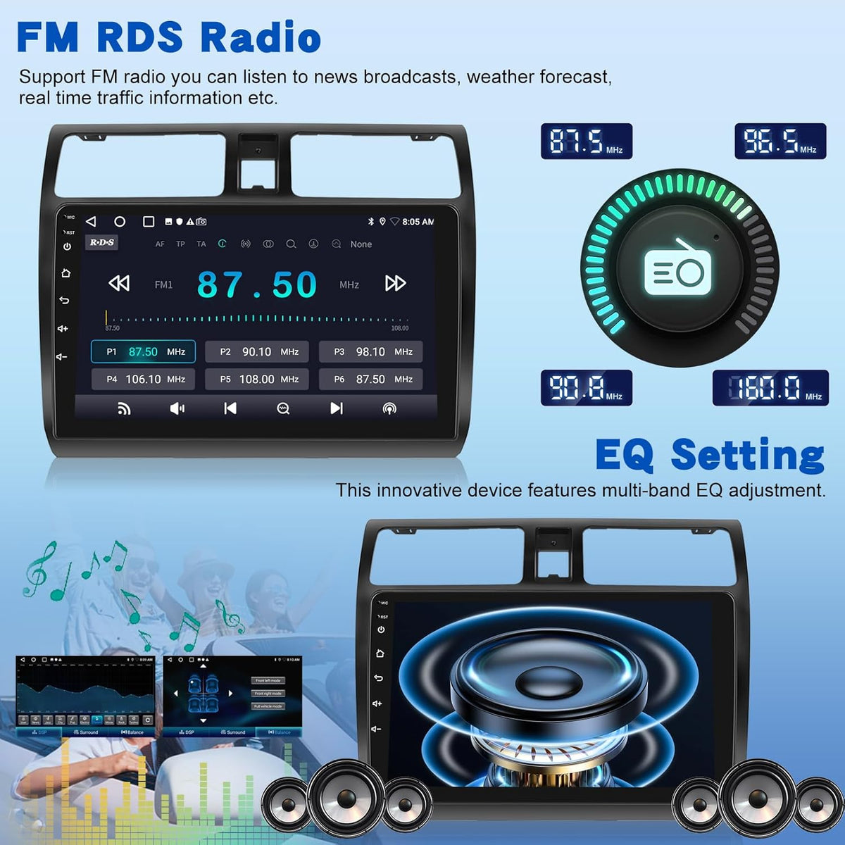 [2G+64G] Android Car Stereo for Suzuki Swift 2005-2010 with Wireless Carplay and Android Auto, 10 inch HD Touch Screen Car Radio with GPS/WiFi/Bluetooth/EQ/FM RDS