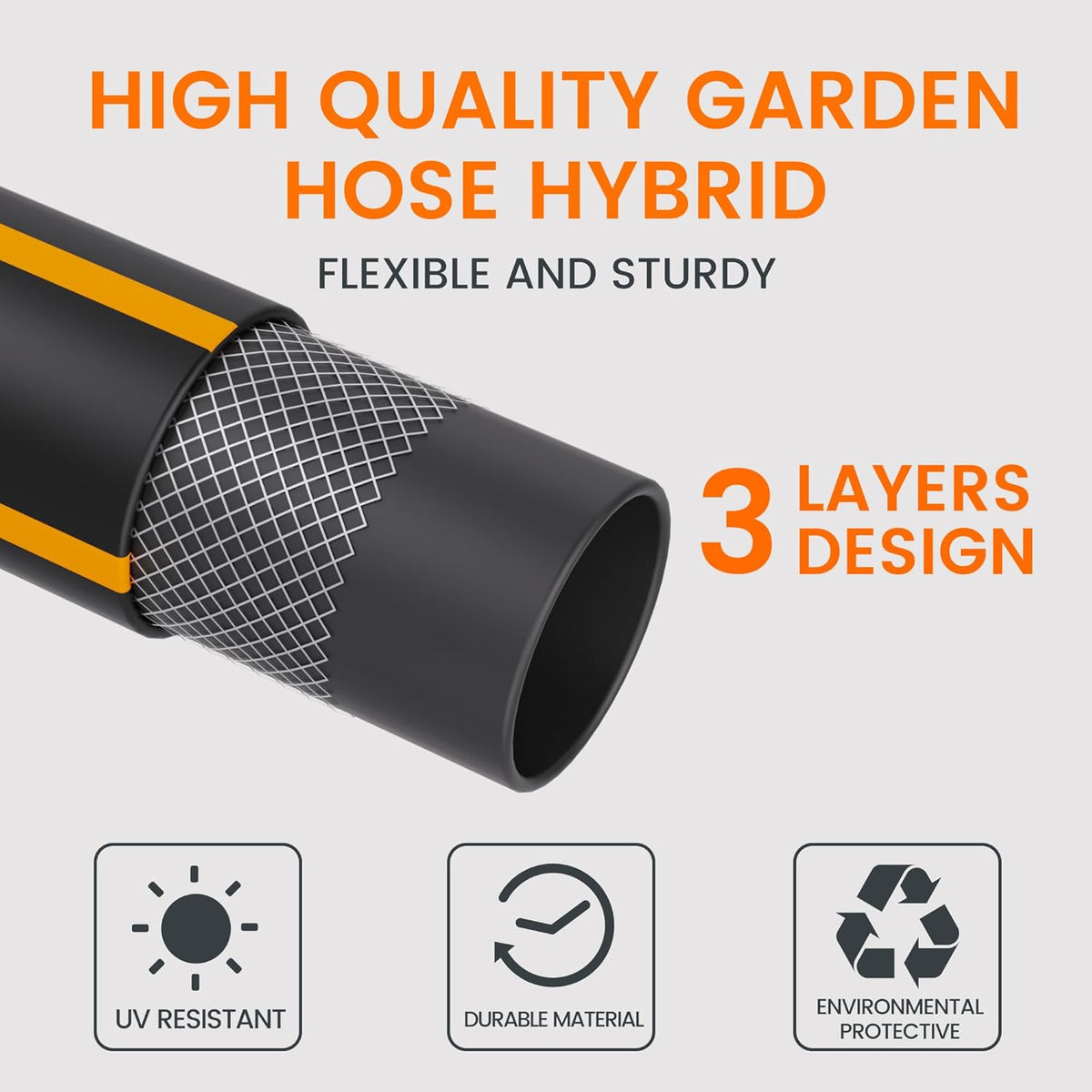 Giraffe Tools Intrekbare slanghaspel, wandmontage, tuinslanghaspel van 30 + 2 m, 180 ° draaibaar met 7-in-1 sproeikop, grijs (EUAW-30)