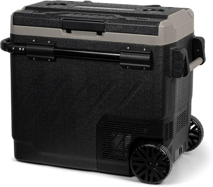 Steamy-E Dual Zone 61 Roller, Elektrische Compressor Koelbox met wielen, 58 Liter, Zwart, 12V/230V, voor vriezen en koelen van -20 tot +20, ideaal voor op de camping