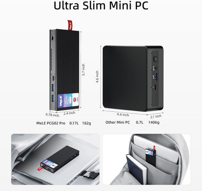 Mini PC – Mini Computer – Mini Desktop – Pocket PC – Compact PC – Intel N100 Quad-Core – 8GB RAM 256GB SSD – Dubbele HDMI-uitgang – USB-C PD3.0