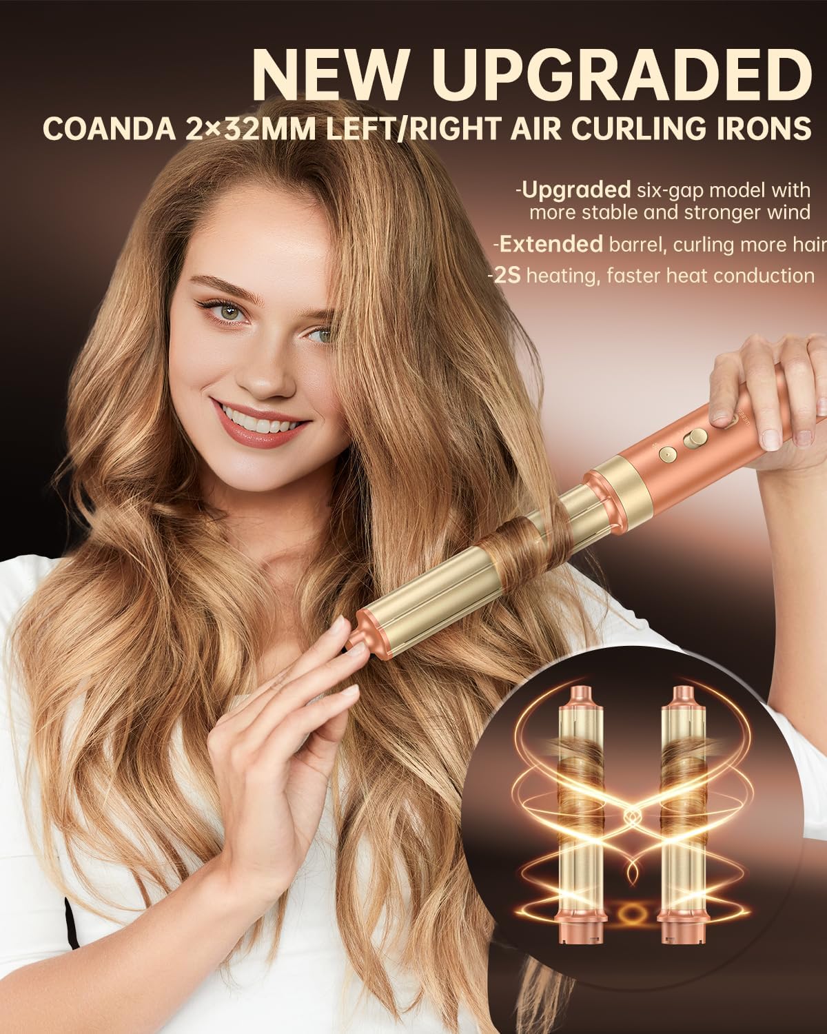 Airstyler 7-in-1 Mokka – Multistyler – Föhnborstel – Warmeluchtborstel – Automatische Krultang – 110.000 Omw/Min – 30 M/S
