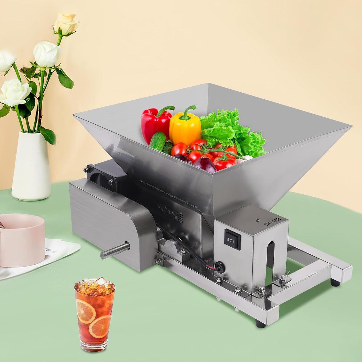 Vegetable Slicer, 60 W, Electric Vegetable Cutter, Capacity 20 kg/h, Electric Chopper with 4 L Capacity - QUORE