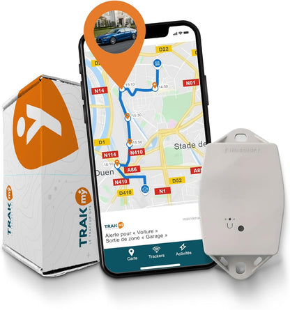 GPS-tracker Maxi wit – auto en motorfiets – looptijd van 5 jaar – discrete tracking zonder opladen – abonnement via de app vereist – ideaal voor voertuigen, aanhangers, boten, scheepswerven